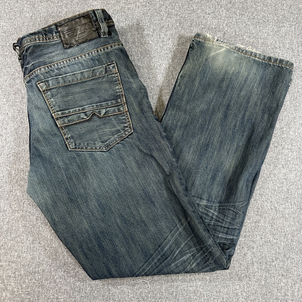 Buffalo David Bitton Mens Jeans 36x32 Distressed Faded Blue Denim Pants